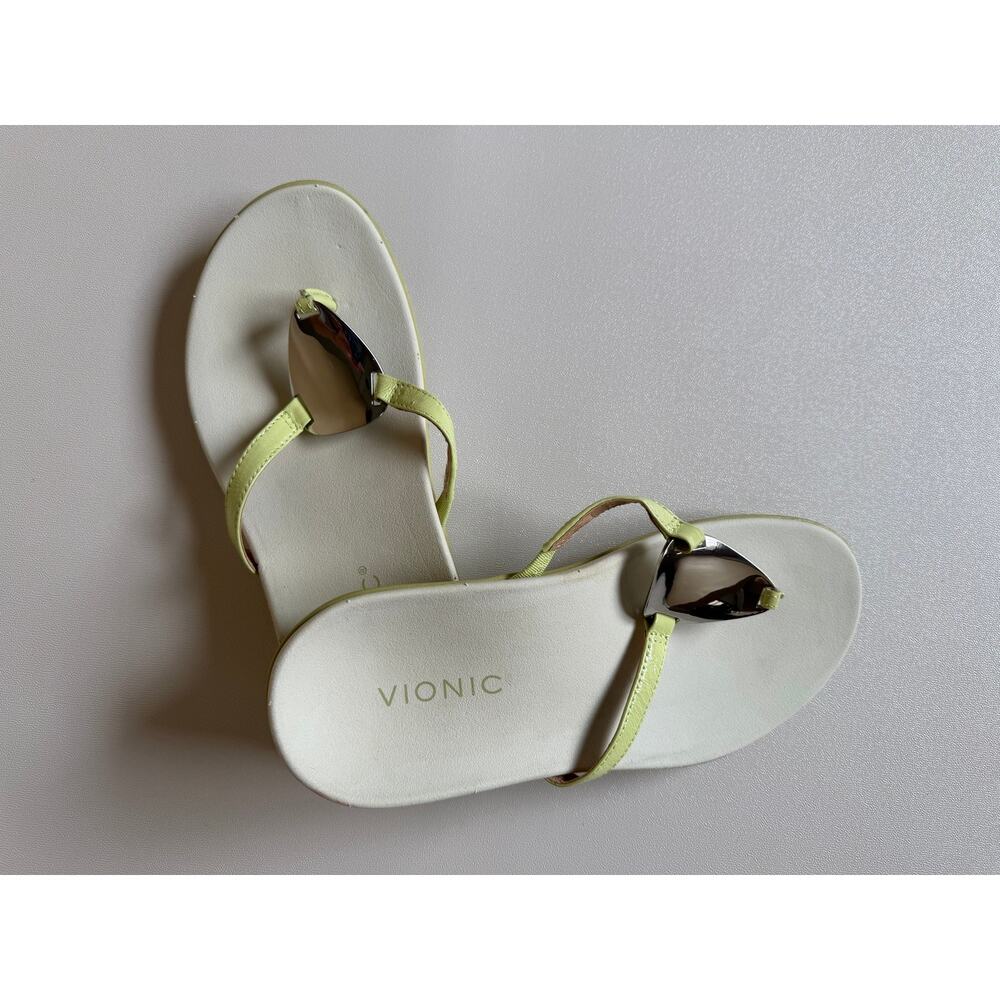 Vionic Women's Pale Lime Fip-Flop Toe Post Supportive Raysa Sandals Size 7